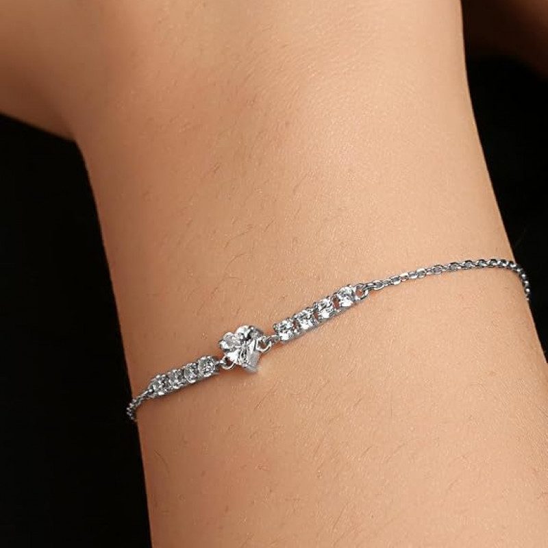 Silver Royal Blue Drop Bracelet, Adjustable Gifts for Girlfriend