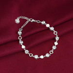 Silver Heart Pendant Earrings Chain Bracelet Ring for Women