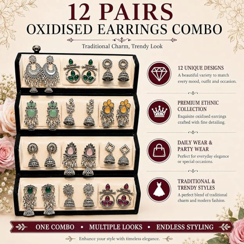 Earrings for women Combo chandbali pear