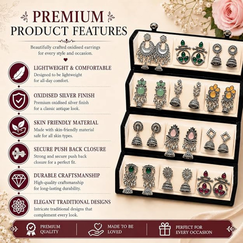 Earrings for women Combo chandbali pear