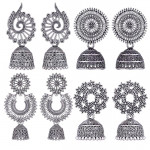 Oxidised Silver Plated Earrings Combo Set With Box for Women & Girls