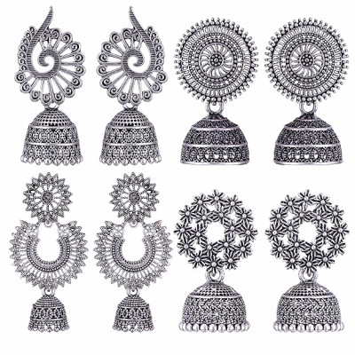 Oxidised Silver Plated Earrings Combo Set With Box for Women & Girls