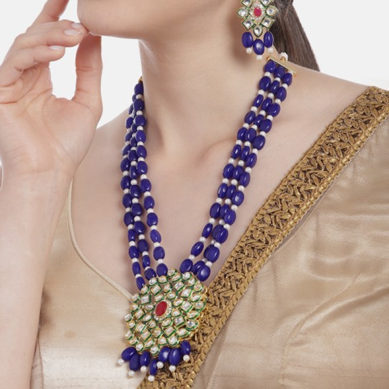 Gold-Plated Artificial Beads & Stones Jewellery Set