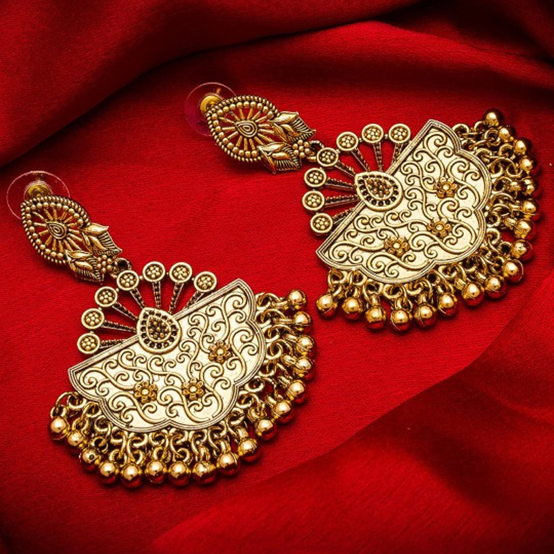 Gold-Toned Geometric Jhumkas Earrings
